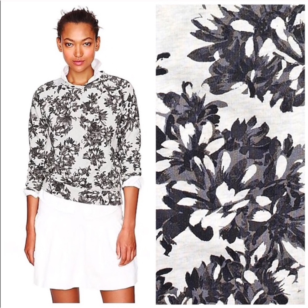 J. Crew photo floral black gray sweatshirt crew